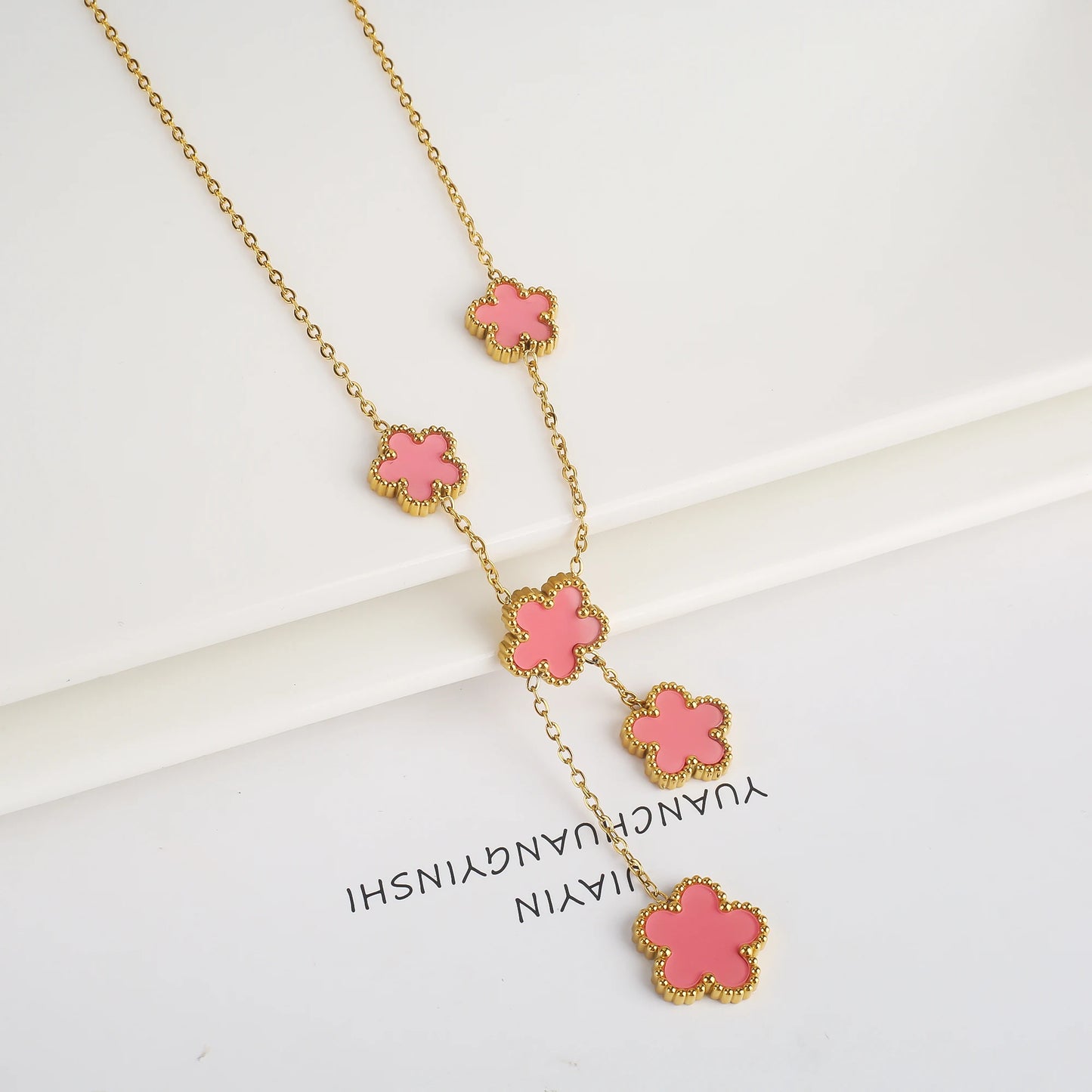 Elegant Adjustable Stainless Steel Clover Bracelet with Five Leaf Flower Design - Perfect Jewelry Gift for Women and Girls at Parties