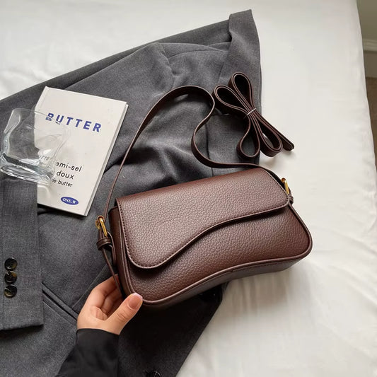 Vintage PU Leather Crossbody Bags for Women Red Lychee Pattern Flap Shoulder Bag Simple Fashion Satchels Handbags and Purses